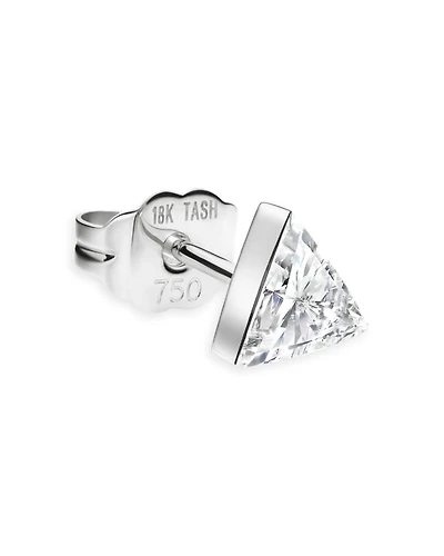 18K White Gold & Invisible Set Triangle Diamond Stud Earring, 0.11 tcw