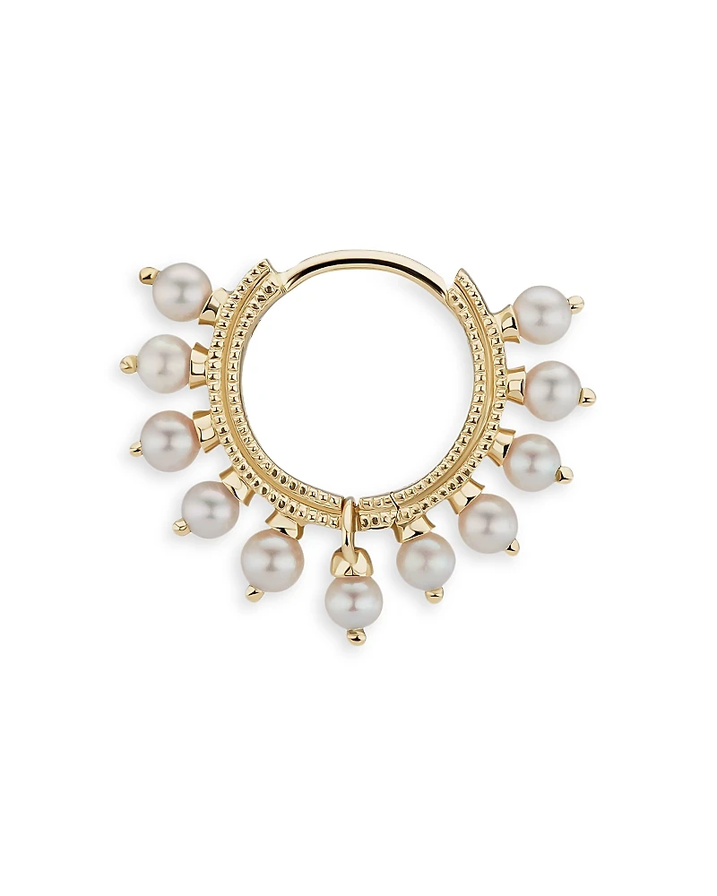 Maria Tash 14K Yellow Gold Freshwater Pearl Small Single Hoop Earring