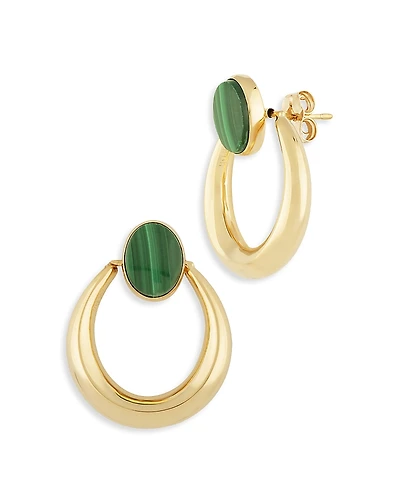 Bloomingdale's Fine Collection Malachite Hoop Earrings