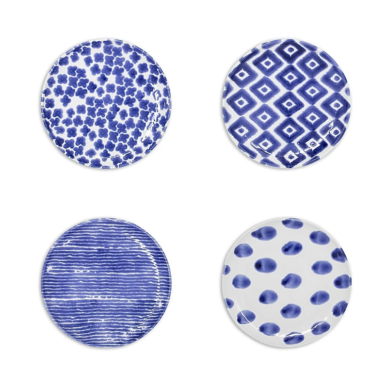 Vietri Santorini Assorted Cocktail Plates, Set of 4
