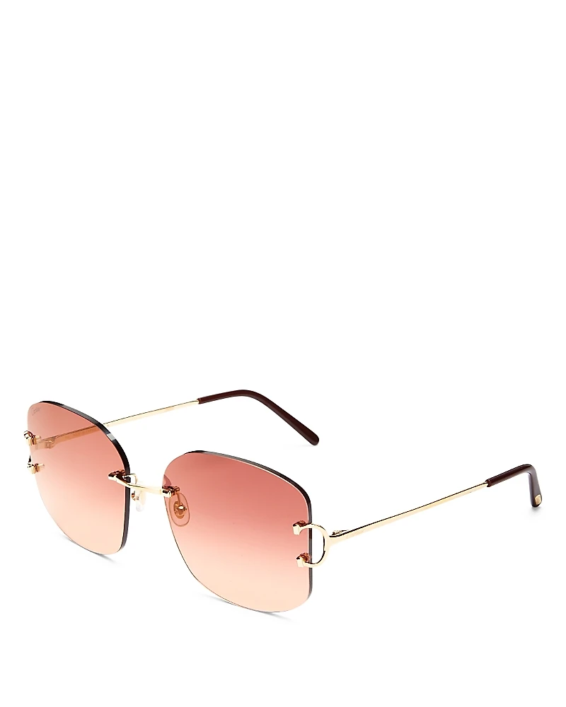Cartier Signature C Rimless Square Sunglasses, 60mm