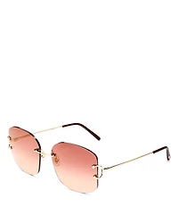 Cartier Signature C Rimless Square Sunglasses, 60mm