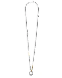18K Yellow Gold & Sterling Silver Caviar Lux Oval Diamond Pendant Necklace, 16"