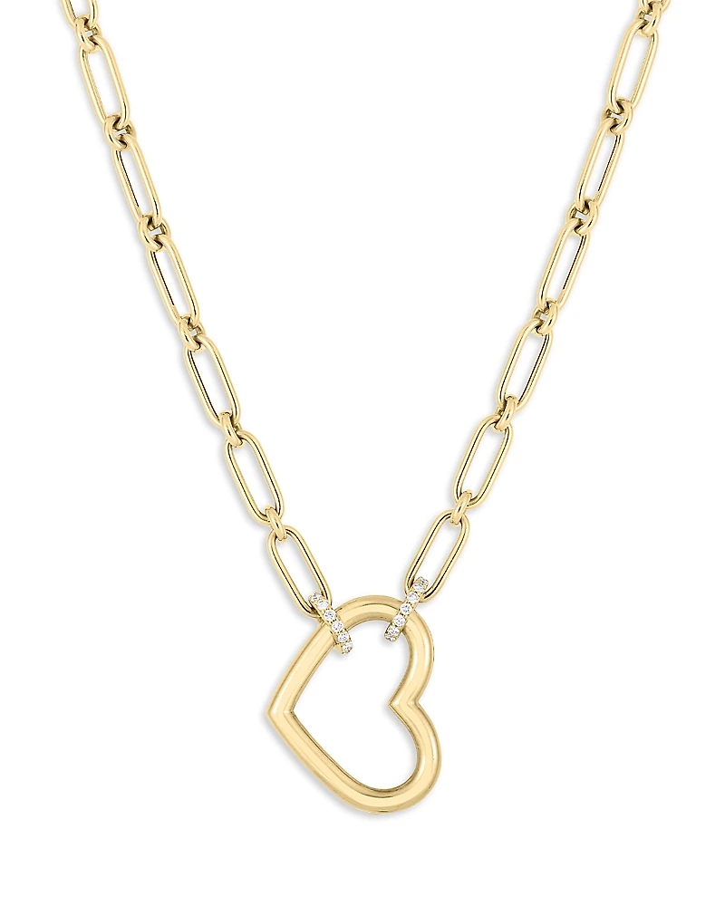Roberto Coin 18K Yellow Gold Cialoma Diamond Heart Pendant Necklace, 16-18