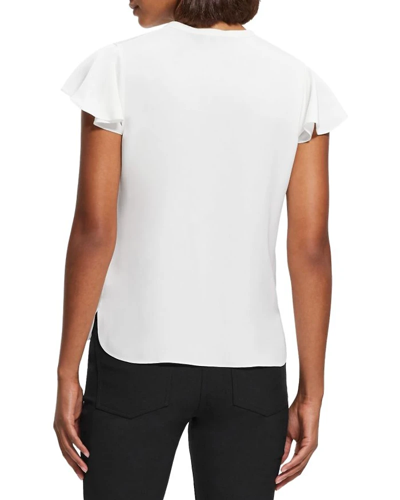 Silk Ruffle Sleeve Top