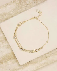 Fine Details Cubic Zirconia Triple Row Ankle Bracelet in 18K Gold Plated
