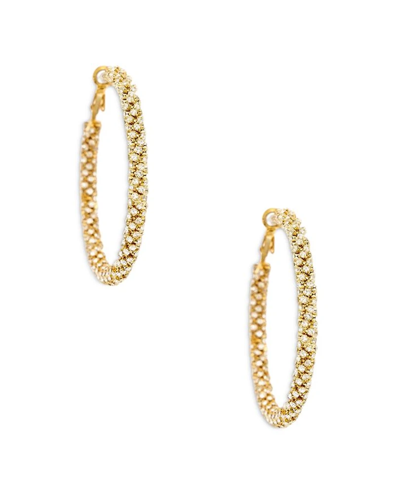 Rope Chain Pavé Hoop Earrings in 18K Gold Plated