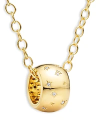 Temple St. Clair 18K Yellow Gold Cl White Diamond Scatter Rondelle Pendant Necklace, 16