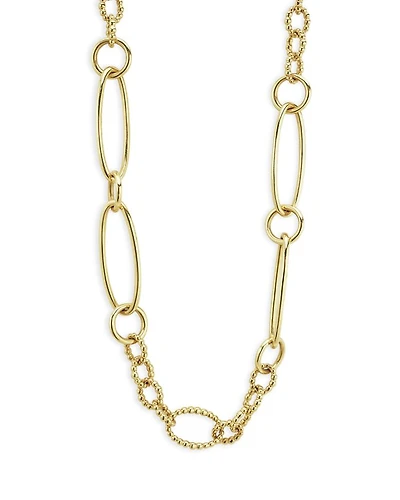 18K Yellow Gold Signature Caviar Oval Link Chain Necklace, 20"