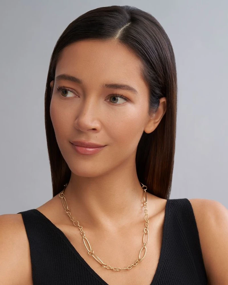 18K Yellow Gold Signature Caviar Oval Link Chain Necklace, 20"