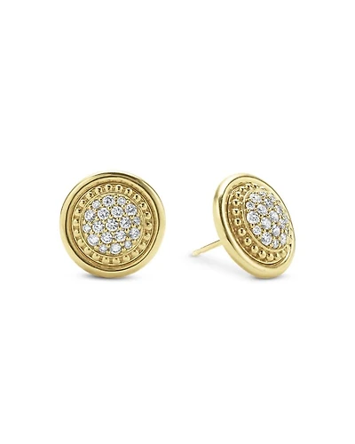 18K Gold & Ceramic Meridian Diamond Stud Earrings