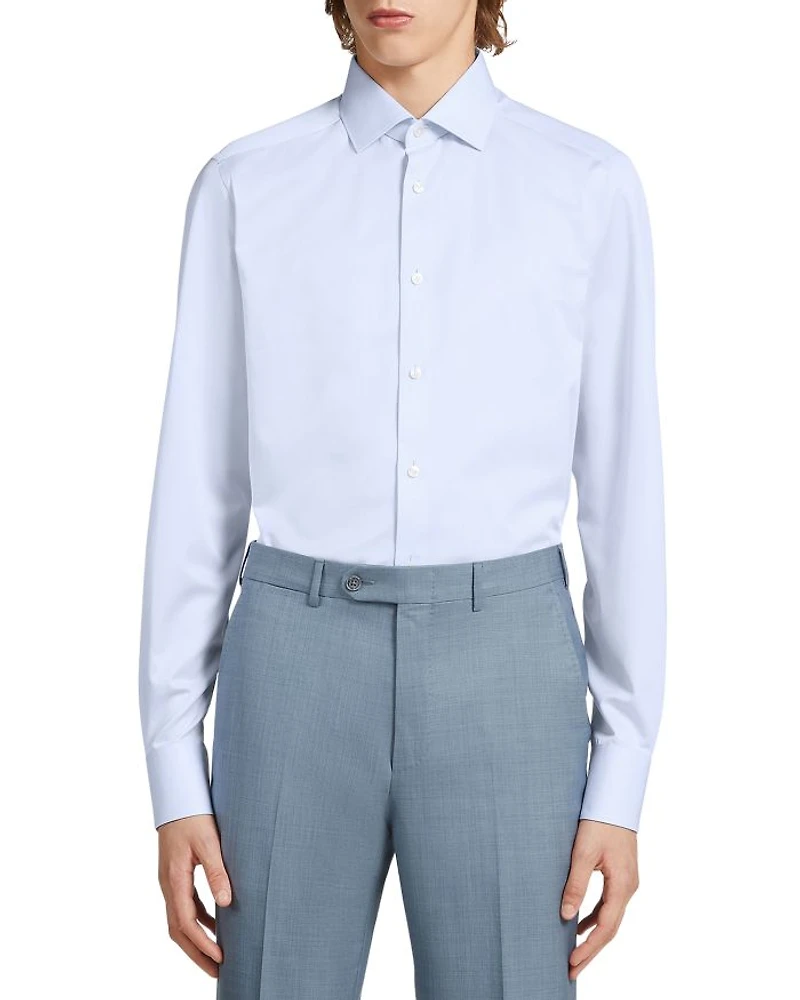 Micro Striped Trecapi Tailored Fit Long Sleeve Shirt Brand Name