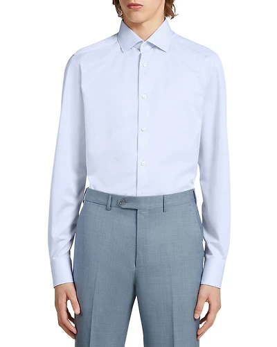 Micro Striped Trecapi Tailored Fit Long Sleeve Shirt Brand Name