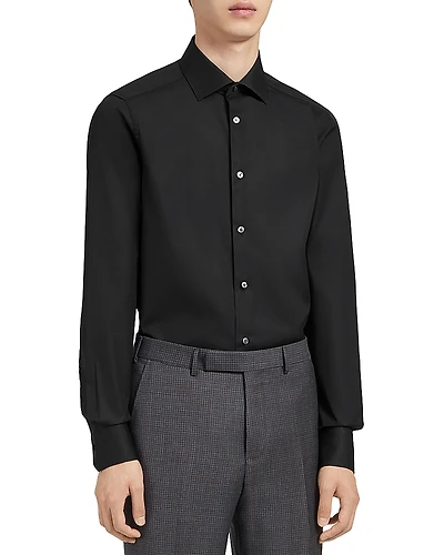 Zegna Black Trofeo Long Sleeve Tailored Fit Shirt