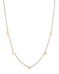 Moon & Meadow 14K Yellow Gold Heart Station Necklace, 18-20