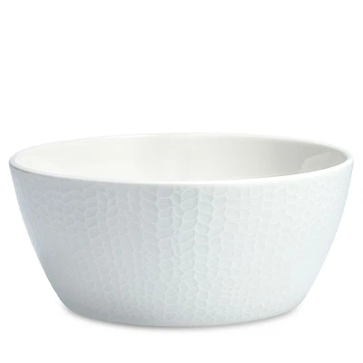 Amanda White Embossed Cereal Bowl, Set of 4
