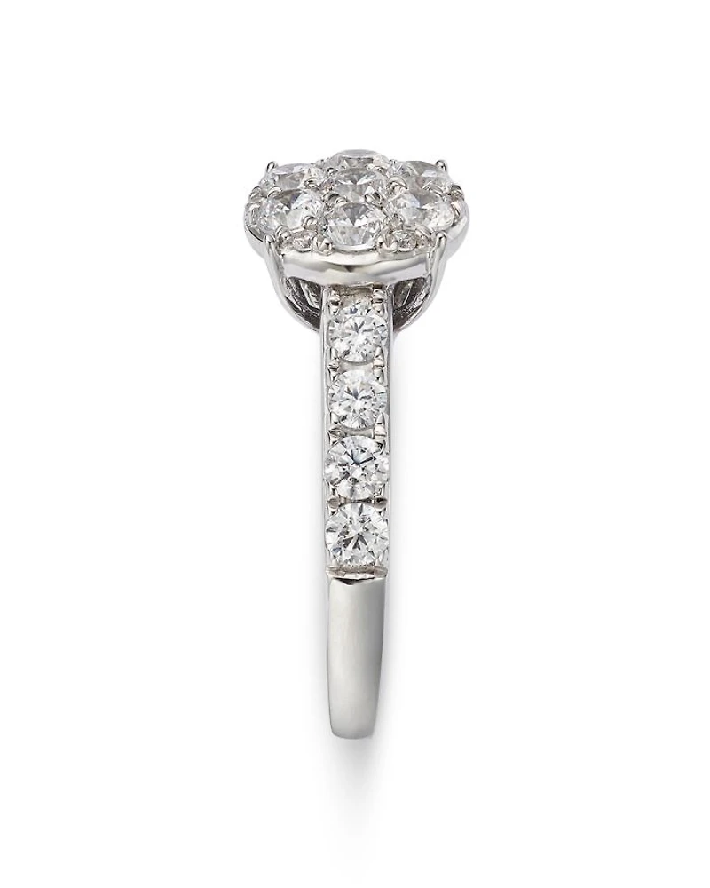 Diamond Cluster Ring in 14K White Gold, 1.60 tcw
