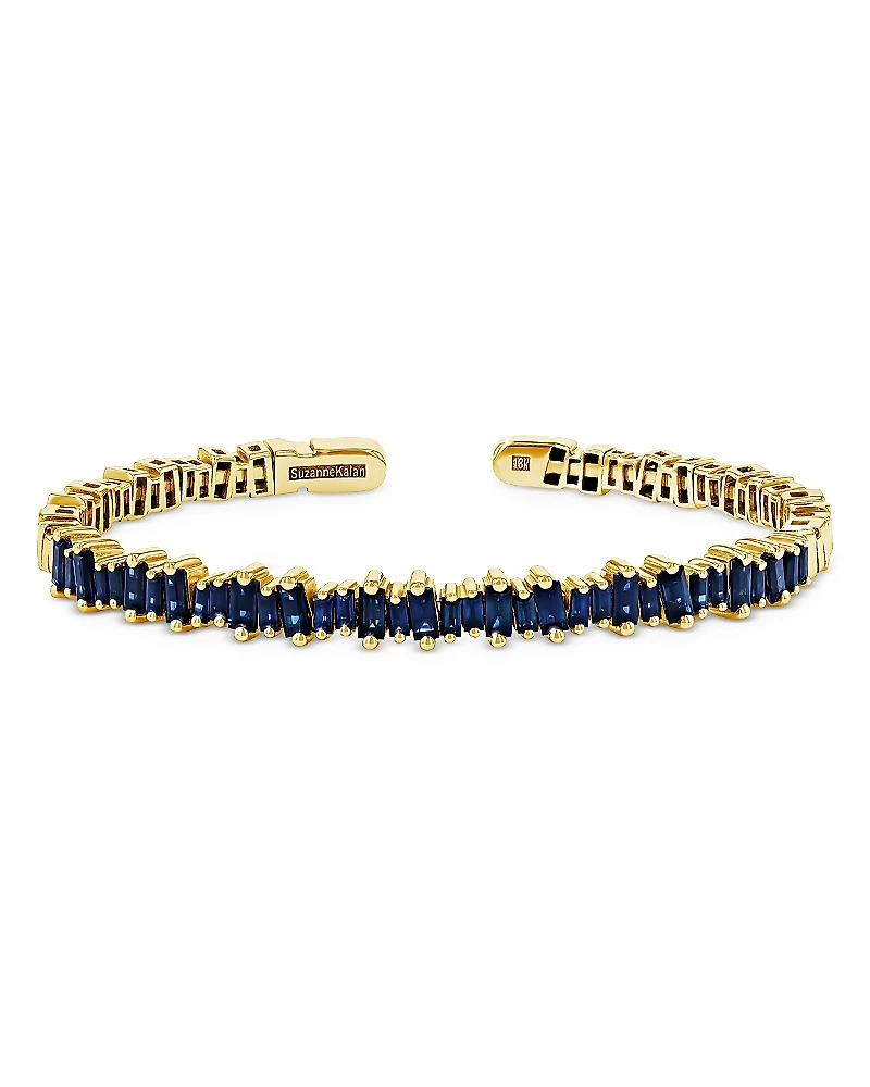 Suzanne Kalan 18K Yellow Gold Fireworks Blue Sapphire Cuff Bracelet