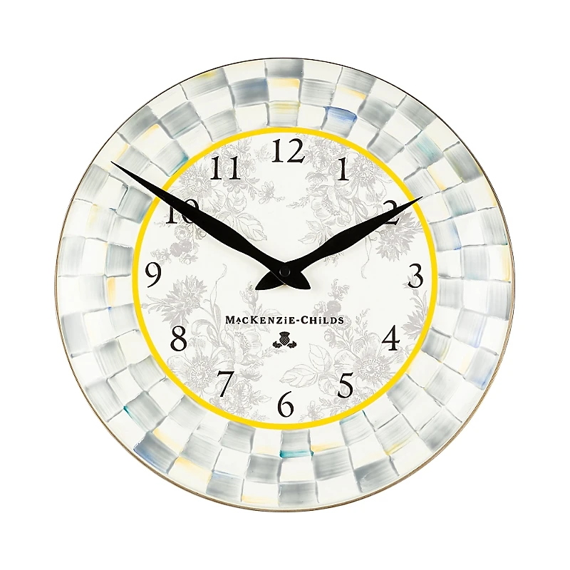Mackenzie-Childs Sterling Check Enameled Wall Clock