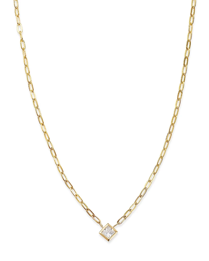 Bloomingdale's Fine Collection Diamond Princess Solitaire Pendant Necklace