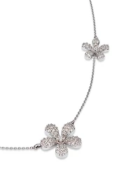 Diamond Flower Station Necklace in 14K White Gold