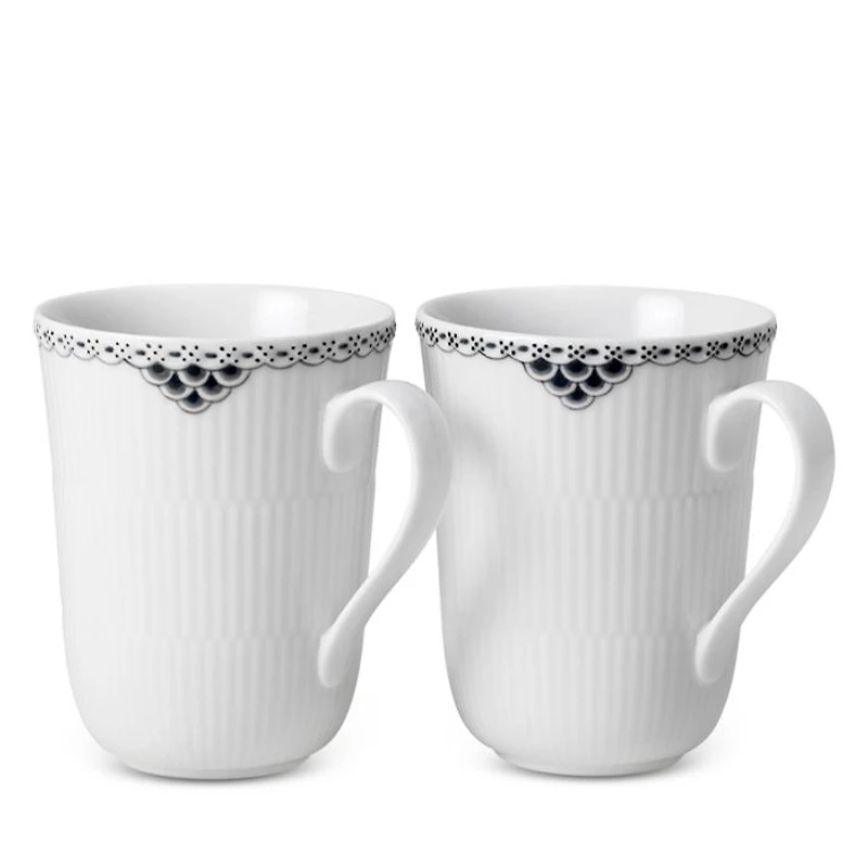Black Lace Mug, Set of 2