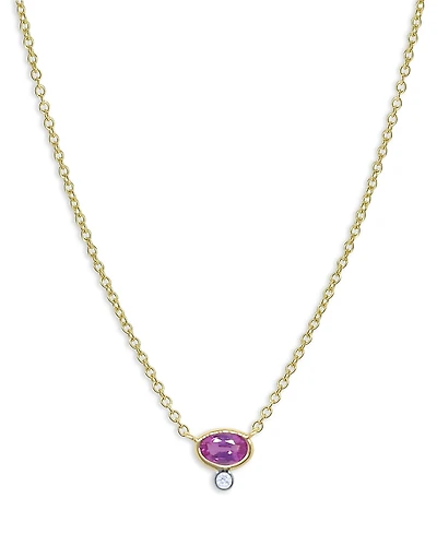 Meira T 14K Yellow Gold Diamond (0.01 tcw) & Pink Sapphire (0.25 tcw) Necklace, 18
