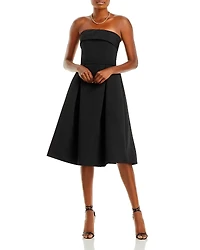 Amsale Foldover Strapless Midi Dress