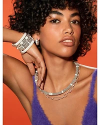 Ceramic & Sterling Silver White Caviar Diamond Station Necklace