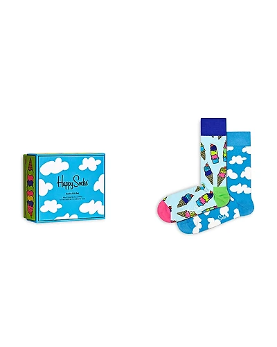 Happy Socks Sunny Day Cotton Blend Crew Socks Gift Box, Pack of 2