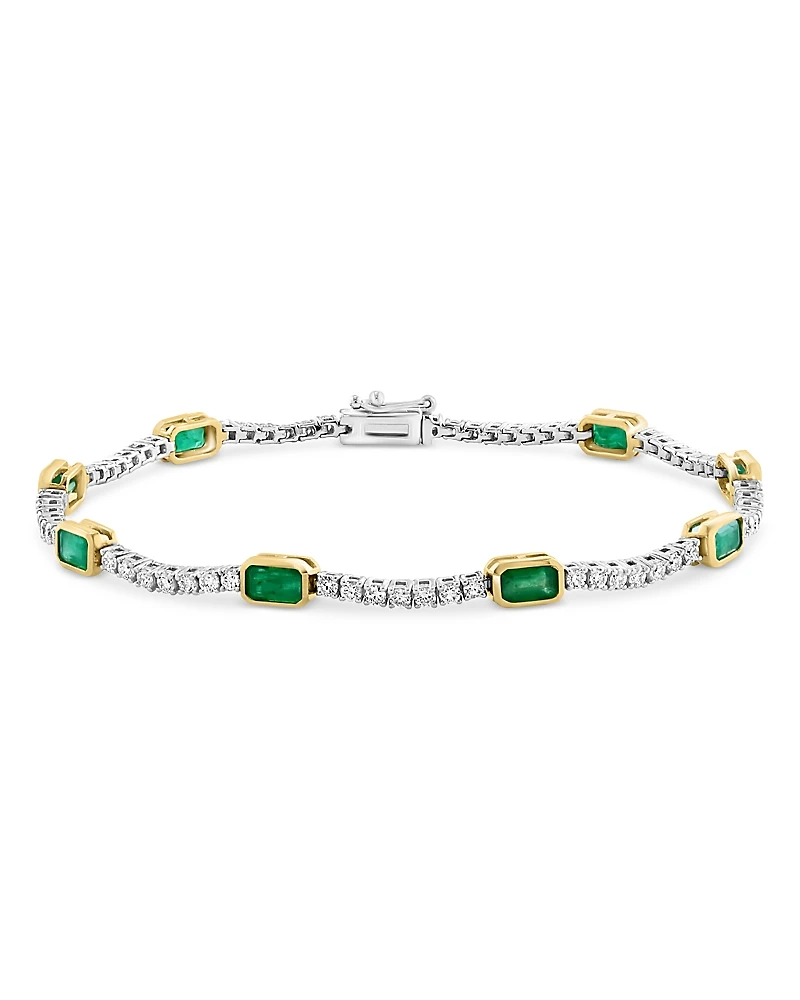 Bloomingdale's Fine Collection Emerald & Diamond Station Tennis Bracelet