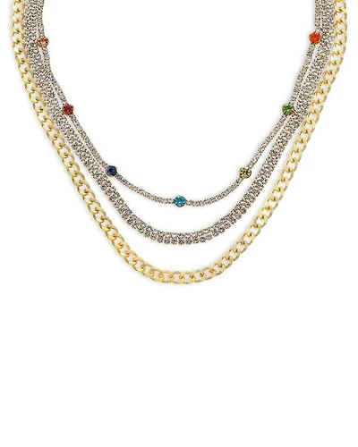 Chain Link & Cubic Zirconia Rainbow Necklace Set, 12"-17"