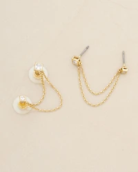 Draped Chain Double Piercing Earrings