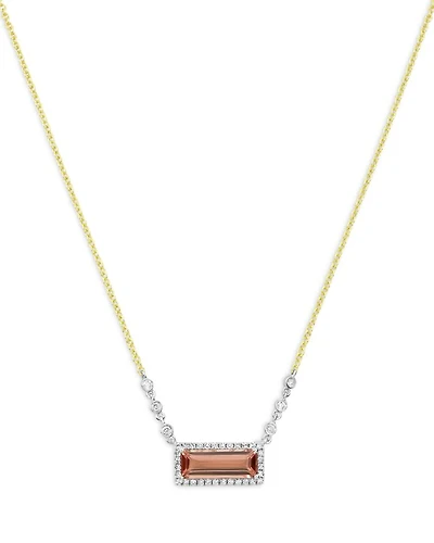 14K White & Yellow Gold Tourmaline & Diamond Pendant Necklace, 18"