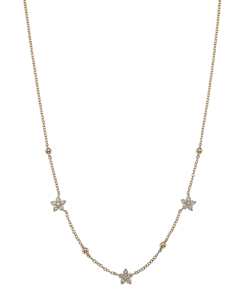 Bloomingdale's Fine Collection Diamond Starflower Station Necklace 14K Yellow Gold, 0.55 tcw