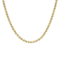 14K Yellow Gold Heavy Metal Rope Link Chain Necklace, 16"