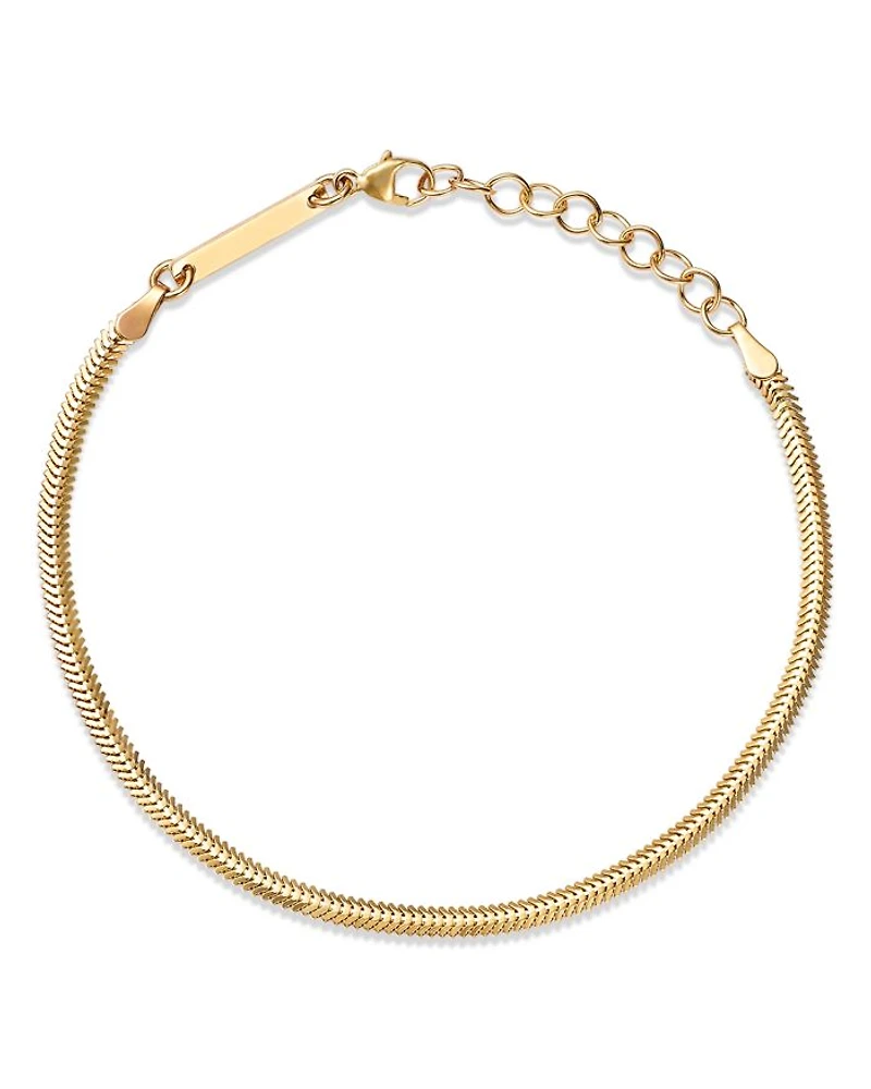 14K Yellow Gold Heavy Metal Oval Snake Link Chain Bracelet