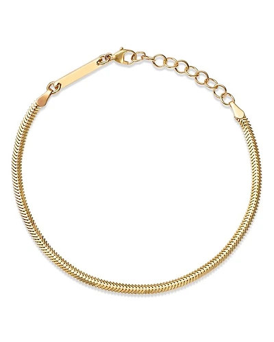 14K Yellow Gold Heavy Metal Oval Snake Link Chain Bracelet