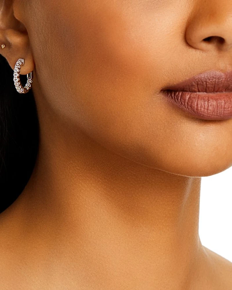 Diamond Inside Out Hoop Earring in 14K White Gold, 1.20 tcw