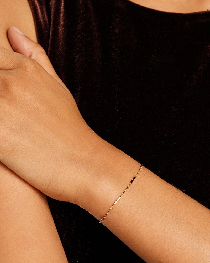 14K Yellow Gold Gold Bars Station Link Bracelet