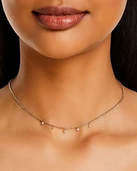 14K Yellow Gold Prong Diamonds Diamond Dangle Necklace, 14-16"