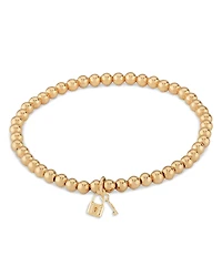 Bloomingdale's Fine Collection 14K Gold Beaded Love Lock Bracelet, 4mm
