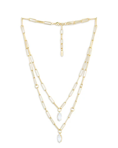 Double Layer Crystal Pendant Necklace, 18-20"