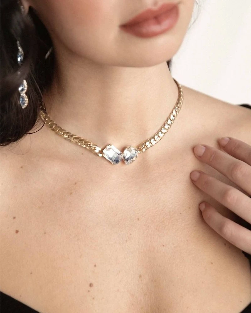 Crystal Gem Pendant Necklace, 15"
