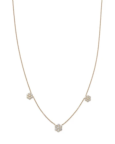 Diamond Flower Station Collar Necklace in 14K Yellow Gold, 0.75 tcw
