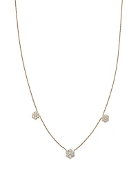 Diamond Flower Station Collar Necklace in 14K Yellow Gold, 0.75 tcw