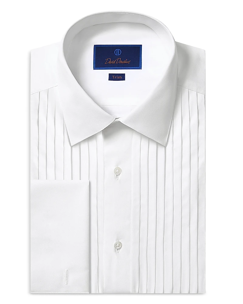 David Donahue Trim Fit 18 Pleated Bib Front Formal Shirt