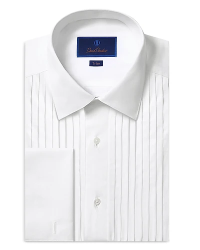 David Donahue Trim Fit 18 Pleated Bib Front Formal Shirt