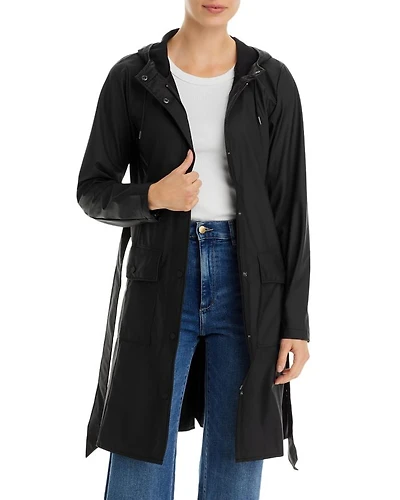 Curve Hooded Belted Waterproof Jacket
