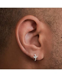 18K White Gold Lotus Eternity Small Single Hoop Earring